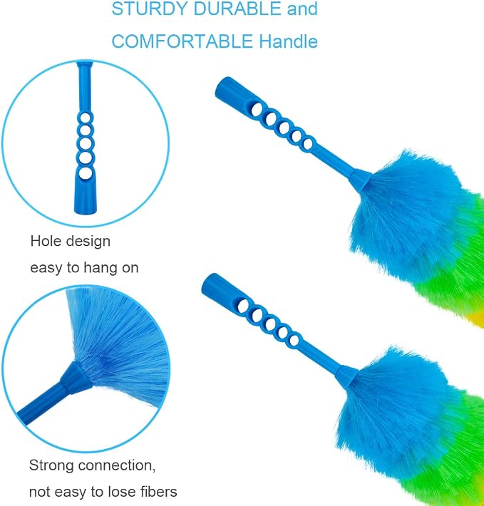 4 Pack Upgrade 19” Static Duster Beandable and Washable - More Fibers Bigger Head Less Loss of Fiber Duster