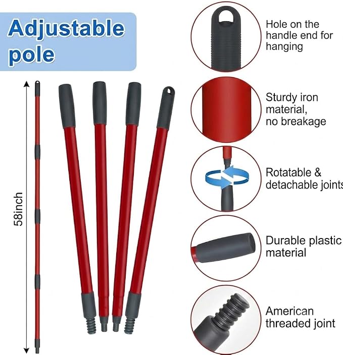 Microfiber Flat Mop Kit with Large Surface Dust Flat Mop for Floor Cleaning , 2 Reusable Pads & 1 Extendable 58" Long Handle O Cedar Hardwood Floor 'N More,Wet & Dry Use