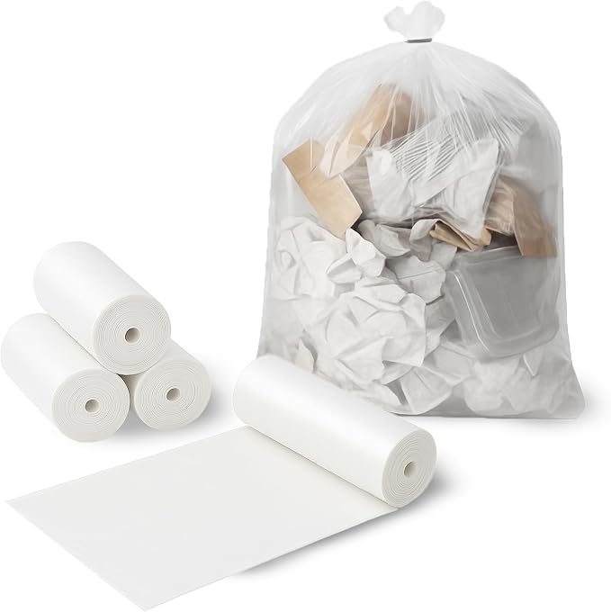 4 Gallon Clear Trash Bags, 200 Count, 6 Micron Wastebasket Liners | Lightweight 6-Micron Wastebasket Bags for Bathrooms, Bedrooms, Offices, and Everyday Trash