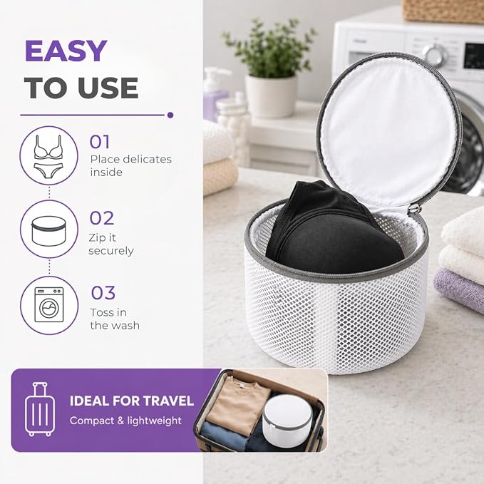 Laundry 360 Mesh Laundry Bags for Delicates - 2 Pack Sanitized Bra Wash Bags White Color | Lingerie Wash Bags | Protective Delicate Laundry Bags