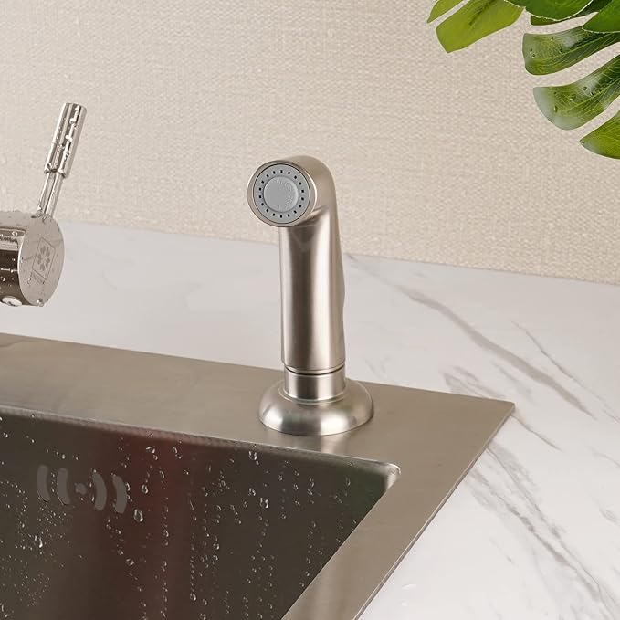 Universal Kitchen Sink Side Sprayer Head Replacement, Brushed Nickel Finish | NSF/ANSI/CAN 372 Certified, Sink Spray Attachment Compatible with Delta, Moen, Kohler OEM Brand, Sink Faucet Sprayer Head