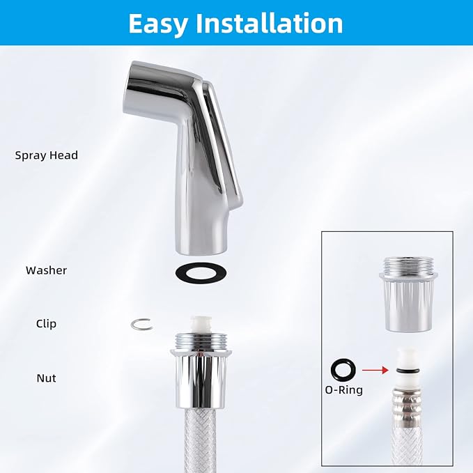 Universal Kitchen Sink Side Sprayer Head Replacement, Chrome Finish | NSF/ANSI/CAN 372 Certified, Compatible with Delta, Moen, Kohler and OEM Brand, Kitchen Sink Faucet Spray Head