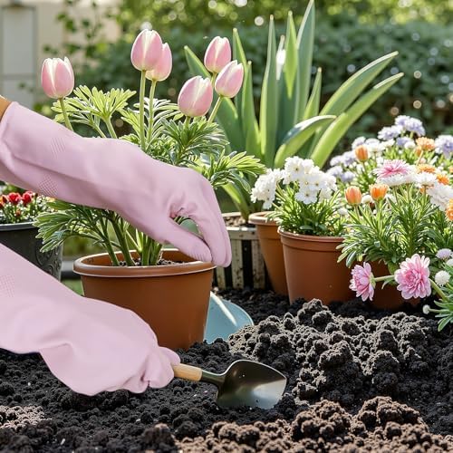 VEVOR Reusable Dishwashing Gloves, 2 Pairs Colorful Reusable Household Kitchen Cleaning Gloves for Washing Dishes and Cleaning Tasks, Flexible Long-lasting and Non-Slip, Medium, Blue + Purple