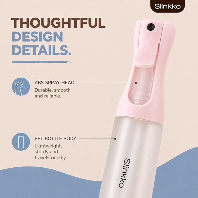 Mist Continuous Spray Bottle 150ml, Rose Clay | Ultra Fine Continuous Mist, Leak Resistant, Refillable, For Styling, Plants & Cleaning, Ergonomic Design