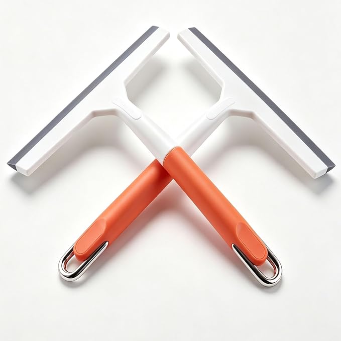 2Pcs 9.8 Inch Silicone Squeegee for Shower Glass Doors,Tiles,Countertops | Streak Free Glass Wiper for Bathroom Mirror, Windows, Tiles, Kitchen Countertops, Multipurpose Cleaning Squeegee Tool