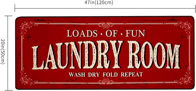 ROMAMIGO Farmhouse Red Runner Rug (20 X 47 inch), Non-Slip, High Pile, Handmade, Kitchen, Bathroom, Laundry Room Decor