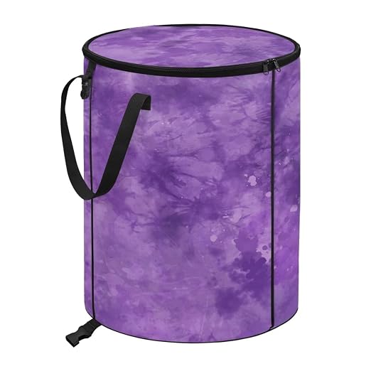 BIGCARJOB Tie Dye Collapsible Trash Can Wood Grain Camper Trash Can with Lid, 22.83x17.71, Water Proof Bag Outdoor Garbage Bin Storage Accessories, 23 Gallons