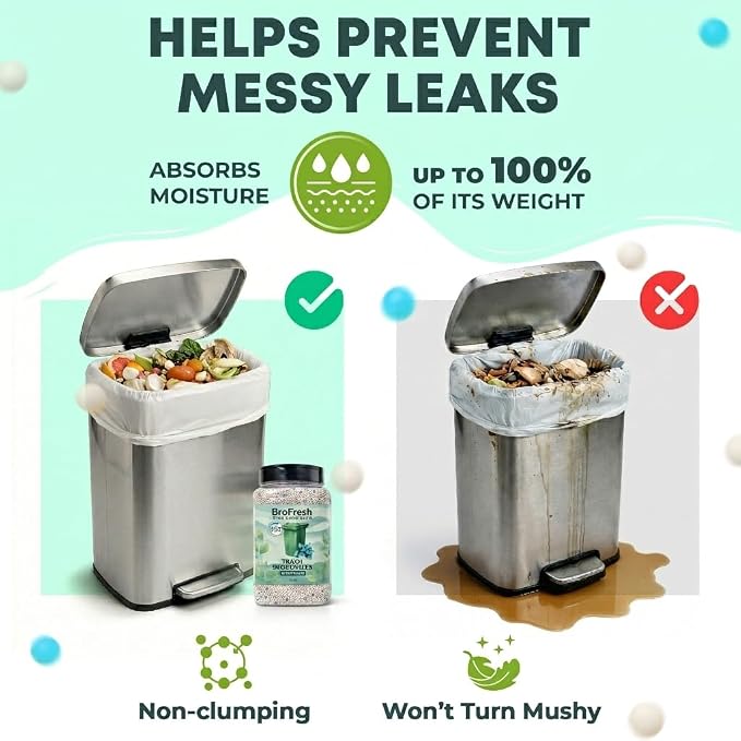 BroFresh Garbage Can Deodorizer, Neutralizes Odor, Absorbs Moisture & Releases Long-Lasting Scent, Safe & Non-Toxic, Trash Can Odor Eliminator (48 oz, Wintermint)