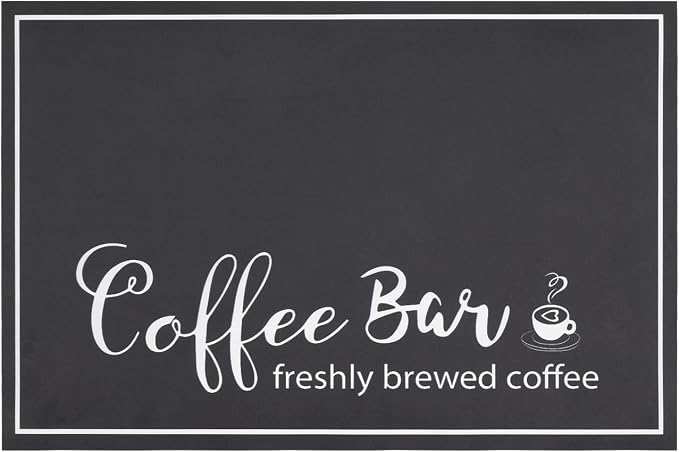 Findosom 12"x 20" Dish Drying Mat, Super Absorbent & Cuttable Coffee Mat, Hide Stain Bar Mat for Kitchen Counter, Coffee Bar Accessories, Black