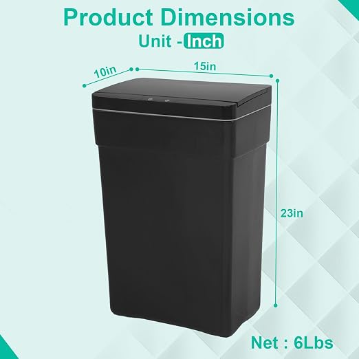 BestOffice 13 Gallon Trash Can Automatic Kitchen Trash Can Touch Free High-Capacity Garbage Can with Lid for Bedroom Bathroom Home Office 50 Liter (Black, 1) (4, Black)