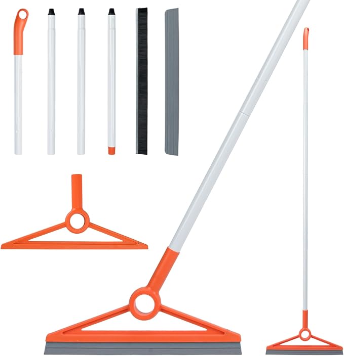 MAVRIZ Air Broom with Removable Rubber Strip and Broom Bristle, Squeegee Broom for Indoor Cleaning, Multifunctional Floor Squeegee for Dust, Hair, Liquids