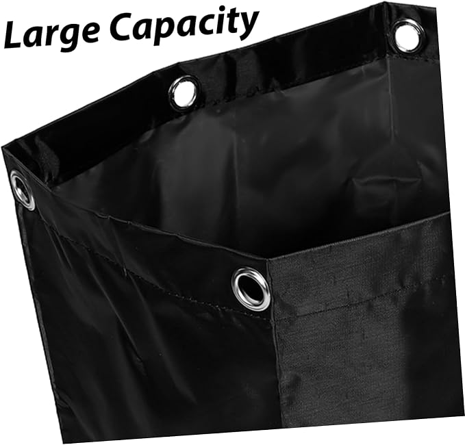 Portable Cleaning Cart Bag Replacement Janitorial Canvas Organizer | Large Storage Capacity, Black Color, Easy Attachment and Removal, Handles Heavy Loads for Housekeeping Carts