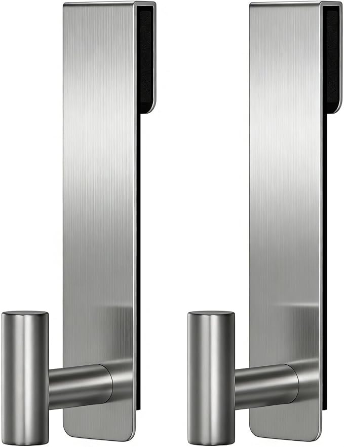 PMMASTO 7.5 InchShower Door Hooks, Silver- T Shape | Stainless Steel Hooks Organize Towels And Robes on Frameless Glass Shower Doors in Bathrooms