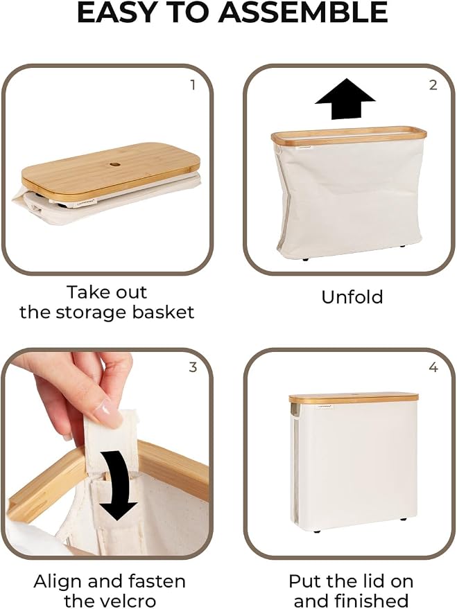 StorageWorks Toilet Paper Storage Basket with Bamboo Lid & Window | See Rolls at a Glance with Clear Window, Holds 16 Regular or 12 Mega Rolls for Bathroom Toilet Paper Storage, Beige