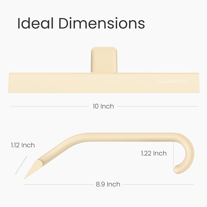 JustHang Shower Squeegee with Built-in Hook, 10'' Sand Beige | Award-Winning Design, All-One-Piece Soft-Touch Silicone, for Glass Door, Bathroom, Window, Mirror, Tile Wall, Car