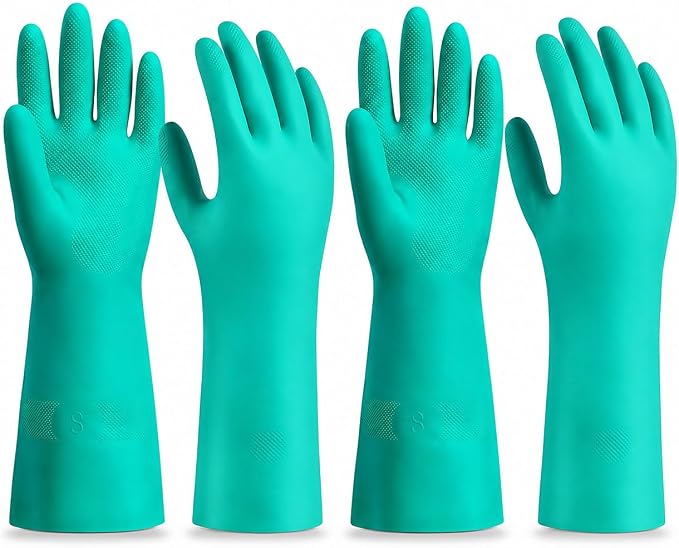 15 Mil Chemical Resistant Nitrile Gloves, Latex free Durable Cleaning Gloves, Resist Acid, Alkali, Solvent and Oil