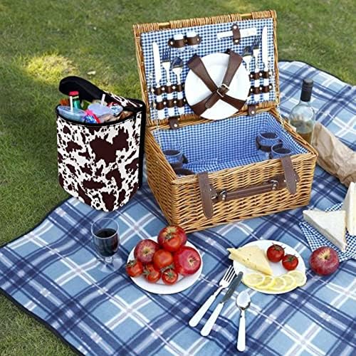 Brown Cow Print Trash Can for Car Portable Garbage Bag with Lid and Zipper Interior Auto Accessories Portable Trash Bin Hanging Backseat Cute Cowhide Multipurpose Multipurpose Trash Bags