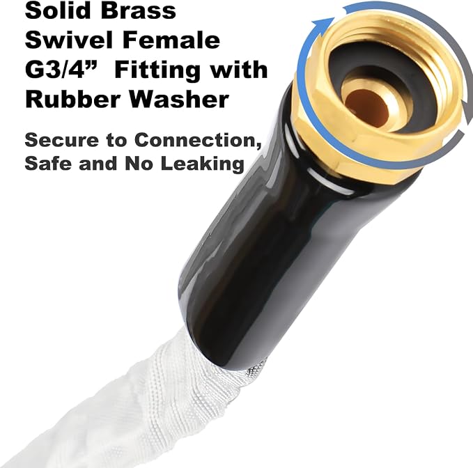 YOTOO Garden Hose 75FT, Lightweight, Durable, Flexible, Non-Expanding, Kink-Free Water Hose with Solid Brass Fittings for Outdoor, Watering flants and flowers, Car Wash, Gray