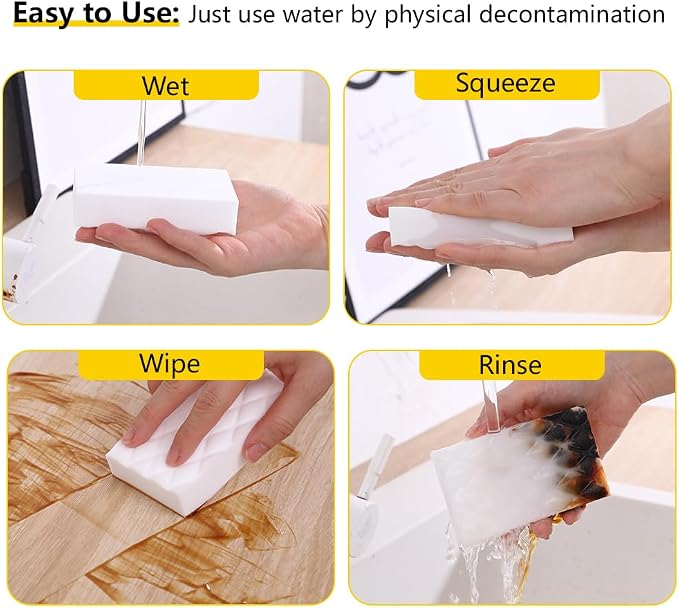 Magic Sponge Eraser,50 Pack Melamine Sponge Bulk,2X Density,Long Lasting | Just add Water,Easy to Use,Cleaning Sponge for Kitchen,Bathroom,Bathtub,Sink,Furniture,Wall Cleaner