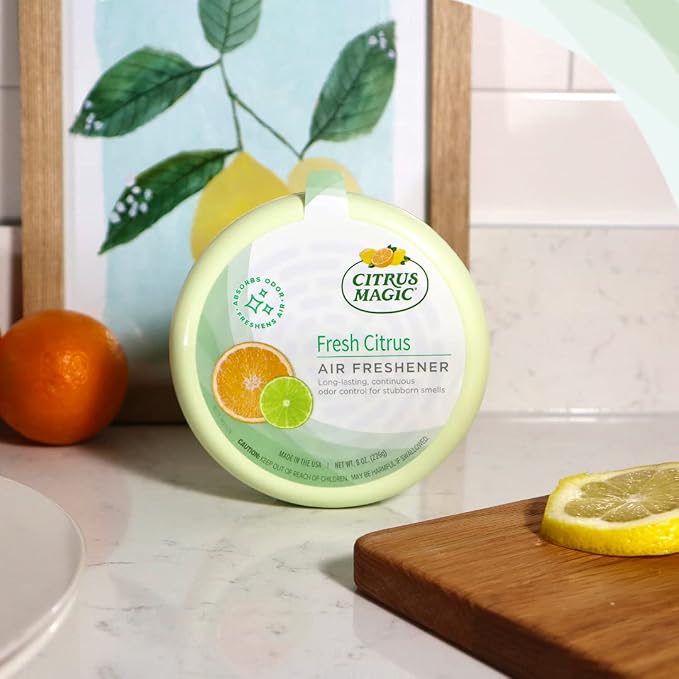 Citrus Magic Solid Air Fresheners, Fresh Citrus, 8 Ounce, Pack of 6 | Odor Absorbing, Passive Diffusion, Odor Elimination Up to 4 Weeks Each, Ideal for Home