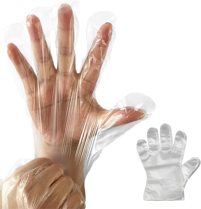 400 PCS Disposable Plastic Gloves Cleaning Gloves Household Food Safe, Latex-Free, Powder-Free, One Size Fits Most for Cooking, Food Service, Cleaning, Food Handling, Clear Disposable Food Prep Gloves