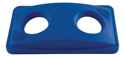 Rubbermaid Commercial Products SLIM JIM Bottles/Cans Recycling Lid for Use with 16/23 GAL Vented Slim Jim Containers, for Kitchens/Classrooms/Offices/Back of House, Blue