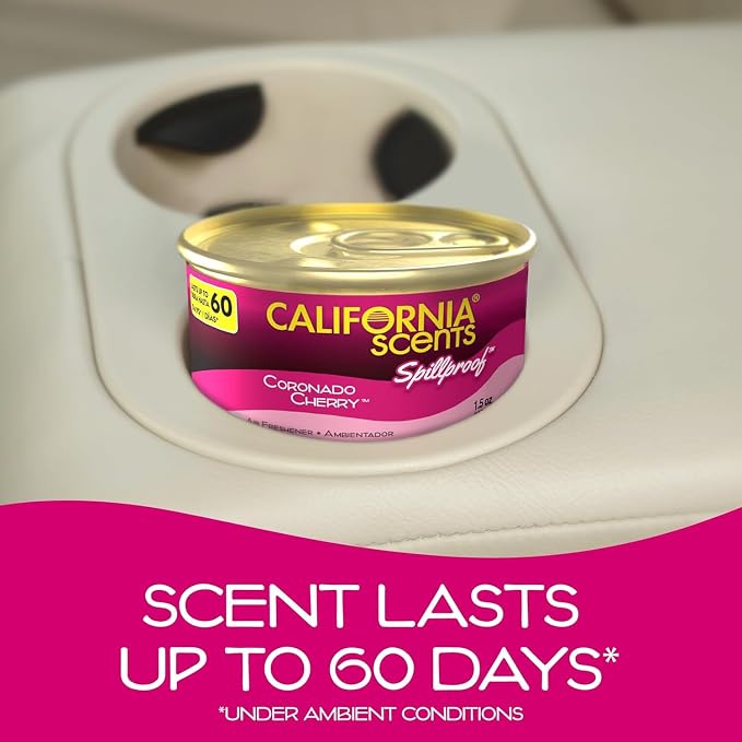 Can Air Freshener and Odor Neutralizer by California Scents, Set of 12 Spillproof Cans for Home and Car, Coronado Cherry, 1.5 Oz Each (Pack of 24)