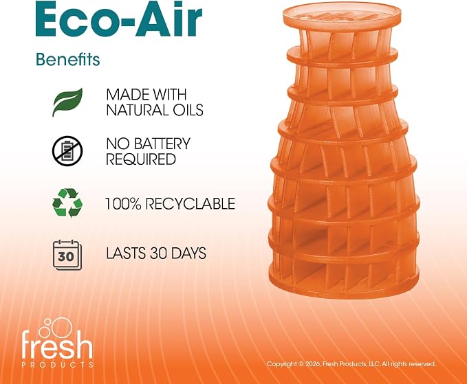 Fresh Products Eco Air Freshener Refill Solid Dry, Mango, 6 Pack | Natural Oils, No Acetone Or Propellants, Made In USA, Lasts 30 Days, Ideal For Home, Business Or Commercial Spaces