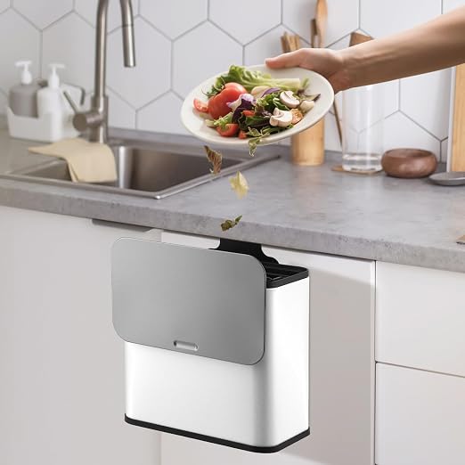 1.3 Gallon/5L Stainless Steel Step Trash Can, Soft Close Garbage Bin with Detachable Inner Bucket,Fingerprint Resistant,Dual-Use Waste & Recycling Container for Home Kitchen, Bathroom and Office
