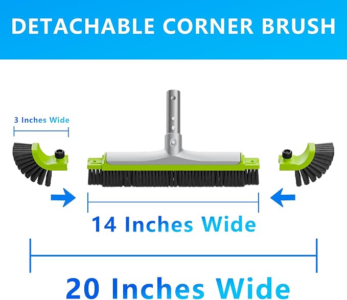 Sepetrel 20” Pool Brush Head for Cleaning Walls,Heavy Duty Inground/Above Ground Swimming Pool Scrub Brushes with Premium Strong Bristle & Reinforced Aluminium Back