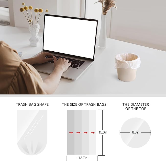 Teivio Mini Clear Trash Bags 1 Gallon 120 Count Bathroom Garbage Bags | Fit 3-4 Liters,0.8 Gal,Tiny Plastic Garbage Bags,Desktop Can Liners for Kitchen Bathroom Office Car dog poop