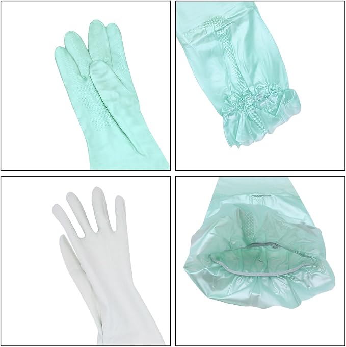 RARITYUS Household Kitchen Cleaning Gloves Waterproof Cotton Lined Dishwashing Non-Slip Long Cuff Gloves