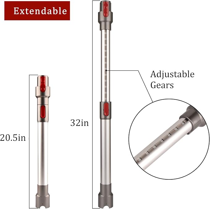 Fullclean Extension Wand Compatible with Dyson V15 V11 V10 V8 V7 GEN5 | Cordless Vacuum Cleaner Replacement Tube Rod Stick 20.5 to 32 Inch Extendable Wand,NOT for Slim