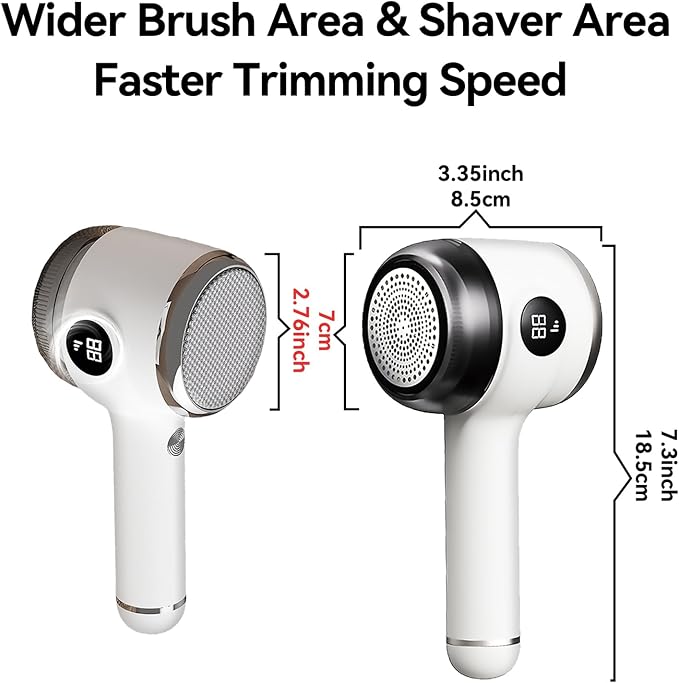 Cordless Rechargeable 2-in-1 Fabric Shaver & Lint Remover for Clothes, Electric Pill Remover with Static Brush for Sweater, Sofa, Blanket, Furniture,3-Speed, USB-C, 6-Blade