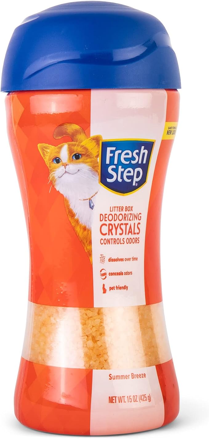 Fresh Step Cat Litter Crystals Deodorizer, Summer Breeze, 15 Oz | Non-toxic crystals neutralize odor at the source in any litter box, keeps home areas smelling fresh