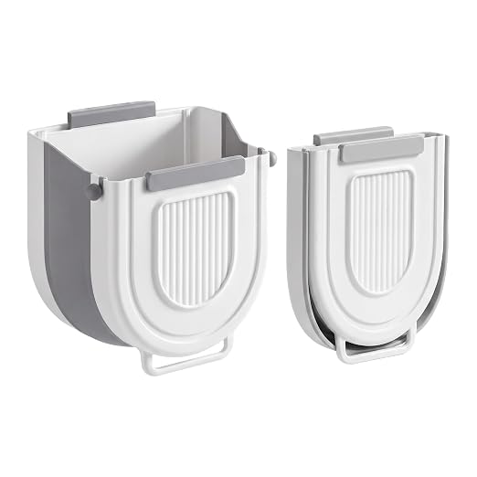 Wall-Mounted Collapsible Trash Can for Kitchen - 2026 Multipurpose Folding Waste Bin for Peels, Recycling & Space-Saving - Creative Design Gray 8.3