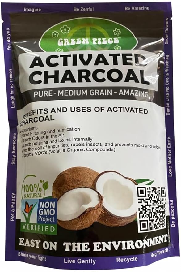 Green Piece® Activated Charcoal Coarse Grain – Resealable 5 lb Bag for Air Purifying, Odor Absorbing & Freshening – Made from Coconut Shell – Kid/Pet Friendly, Great for Aquarium, Water Filter, & More