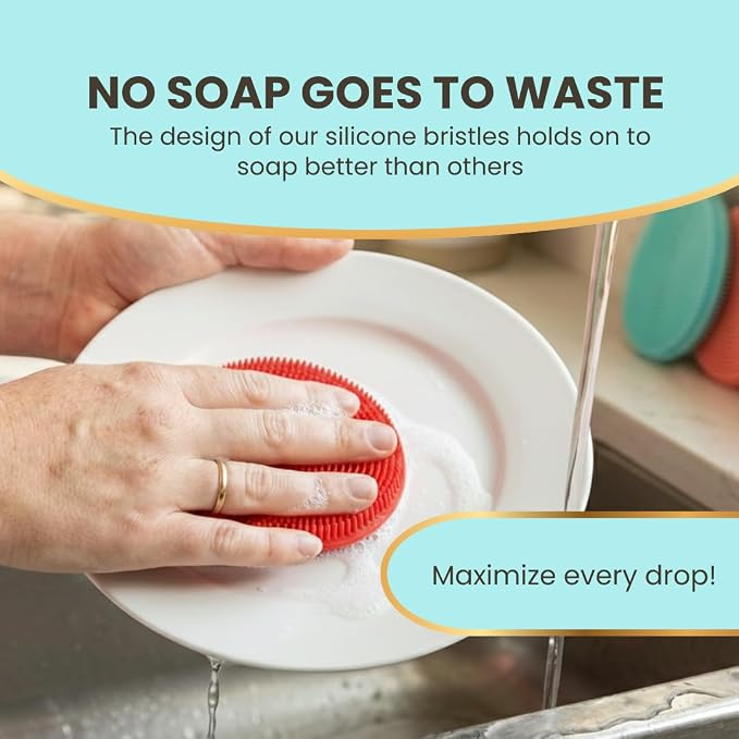 Silicone Sponge Dish Scrubber - Food Grade and Housecleaning - BPA Free Silicone Kitchen Scrubber [5 Pack Ovals Summer]