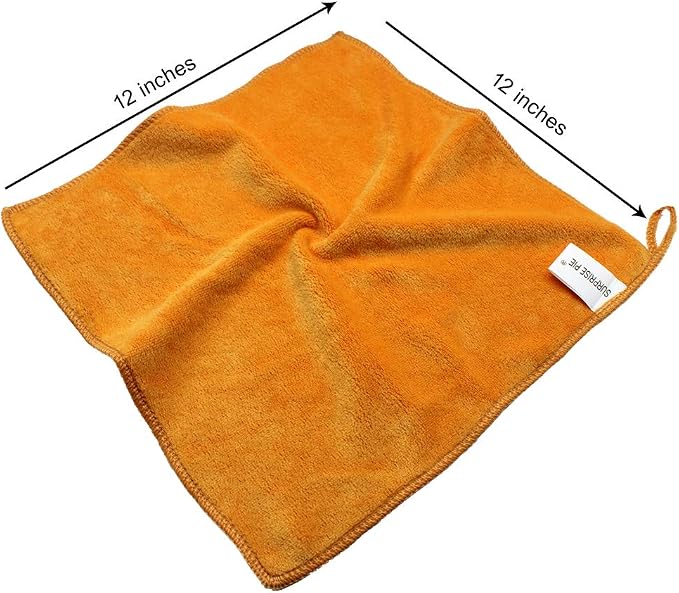 Premium Ultra Absorbent Microfiber Cleaning Cloths, 400 GSM Lint Free Towels, Reusable Cleaning Rags for Kitchen, Car Detailing, Glass, Stainless Steel & Household Cleaning,12"x12"