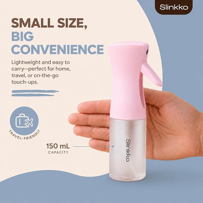 Mist Continuous Spray Bottle 150ml, Rose Clay | Ultra Fine Continuous Mist, Leak Resistant, Refillable, For Styling, Plants & Cleaning, Ergonomic Design