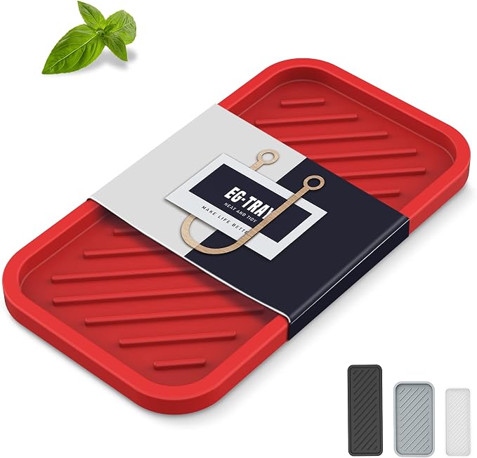 Silicone Sponge Holder-Large Thick Durable 10" Sink Organizer Tray-Kitchen | Thick Durable Sponge Caddy, Large Sink Tray, Dish Soap & Scouring Pad Holder, Countertop Drip Tray, Easy Clean, Rust-Proof