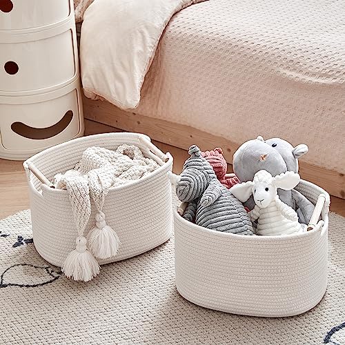 R RUNKA 3 Pack Storage Basket for Cabinet and Toy Organization - 13"x9.8"x8.7" Baskets for Storage - Baby Toy Bin - Toy Storage Organizer - Ideal for Empty Gift Baskets to Fill-White