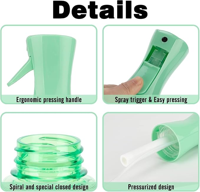 Spray Bottle for Hair (6.8OZ /200ML) Continuous Ultra Fine Mist Sprayer for Hair, Salons, Barber, Plants, Skin Care
