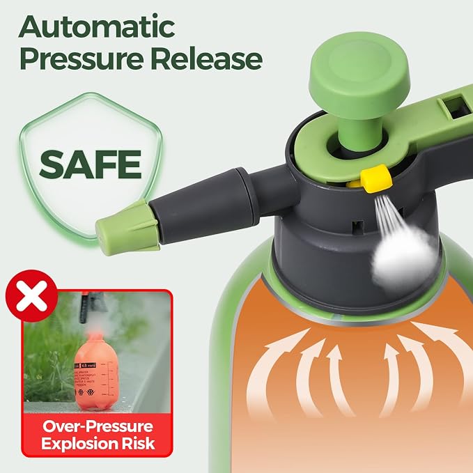 T4U Pump Sprayer 0.5 Gallon, Garden Spray Bottle with Short Nozzle | Hand pressure sprayer with adjustable brass nozzle for plant watering, lawn care, fertilizing, pest control and home cleaning