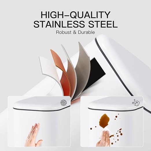 3.2 Gallon/12L Stainless Steel Step Trash Can, Soft Close Pedal Garbage Bin with Detachable Inner Bucket,Fingerprint Resistant,Dual-Use Waste & Recycling Container for Home Kitchen, Bathroom and Offic
