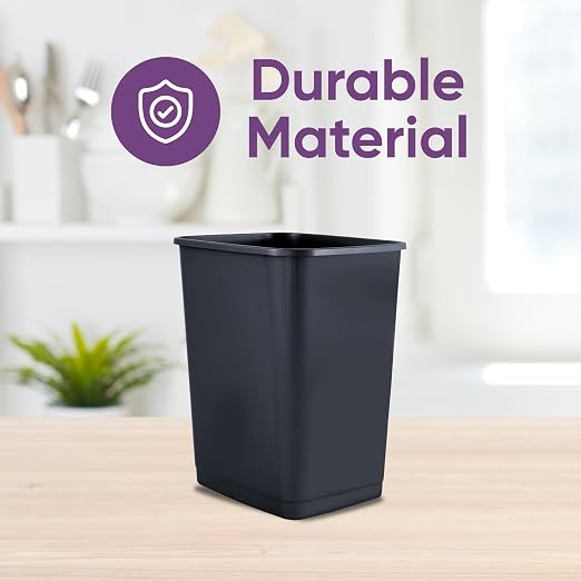 Superio Small 1.25 Gallon Plastic Trash Can, Waste Bin for Under Desk, Office, Bedroom, Bathroom- 5 Qt, (6, Dark Grey)