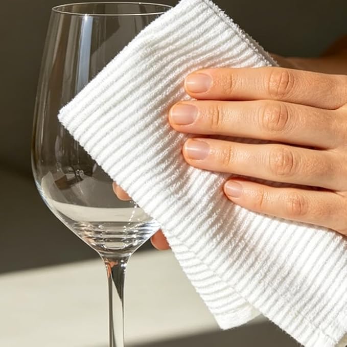 Microfiber Cleaning Cloth for Glasses, Glass Cleaning Cloths Lint Free, Polishing Cloth for Wine Glasses & Glassware, Streak Free Glass Towels for Cleaning, 12 Pack 12"×12"