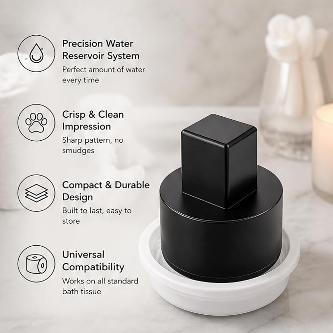 Toilet Paper Stamp Seal Press, Dog Paw Embosser with Water Reservoir | Dog Paw stamp, 1.18 in toilet tissue embosser for pet-friendly stays, staging, housekeeping