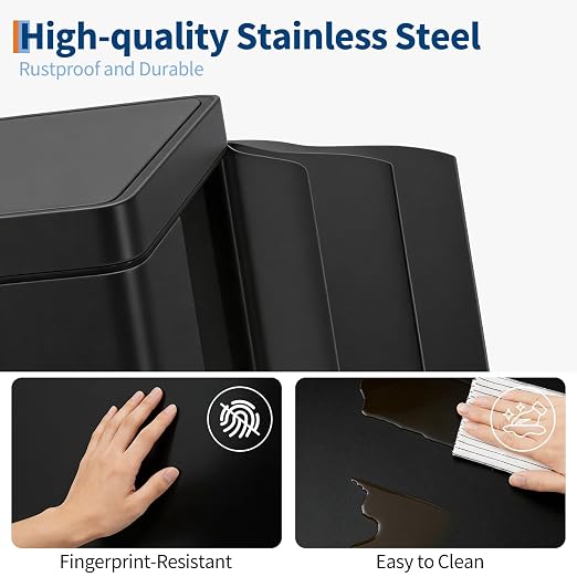 Dual Compartment Trash Can 40L (2x20L), Stainless Steel Recycling Bin with Removable Buckets, Soft Close Odor-Sealing Lid, Collapsible Pedal, Fingerprint Resistant for Home Kitchen or Office