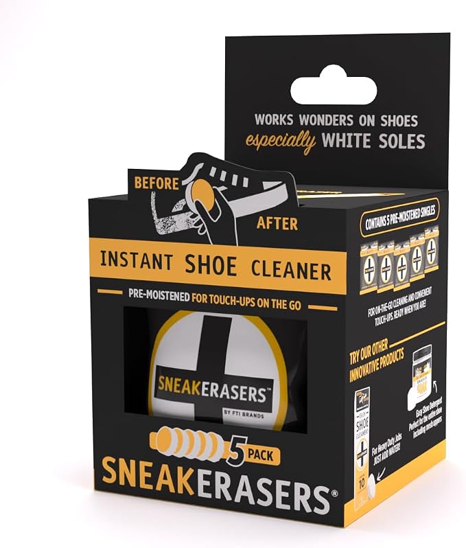 SneakERASERS Instant Shoe Cleaner Pre-Moistened Sponge, 14 Pack | Effective for White Sneakers, Tennis Shoes, Portable Shoe Cleaning Kit, Instant Sneaker Cleaner